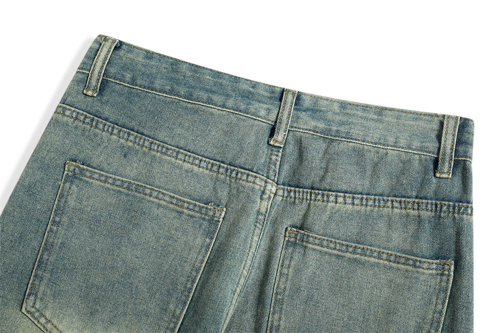 Distressed Raw Edge Denim Trousers For Men