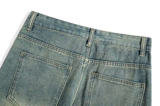 Distressed Raw Edge Denim Trousers For Men