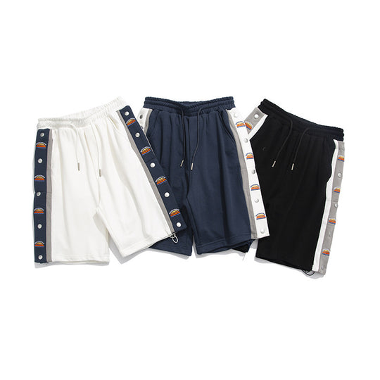 Colorblock Side-breasted Embroidery Casual Five-point Shorts Men