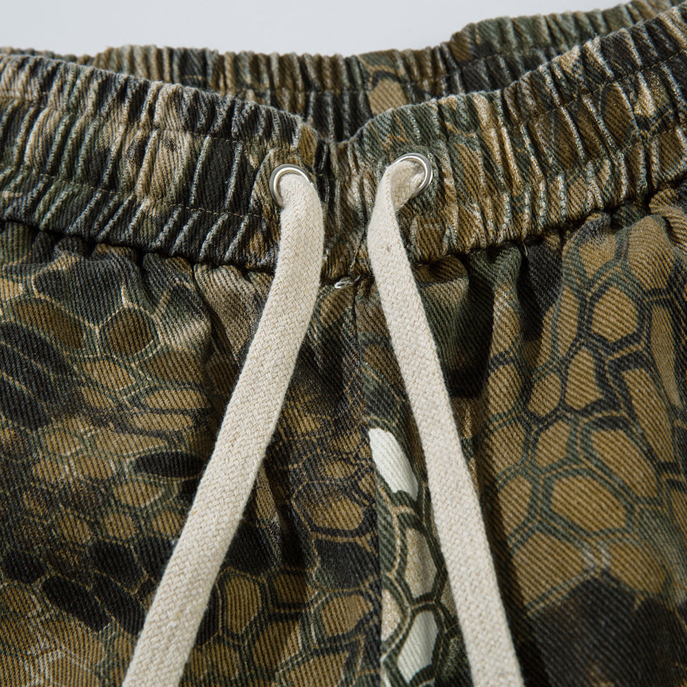Animal Serpentine Camouflage Workwear Shorts Men