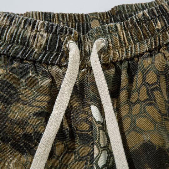 Animal Serpentine Camouflage Workwear Shorts Men