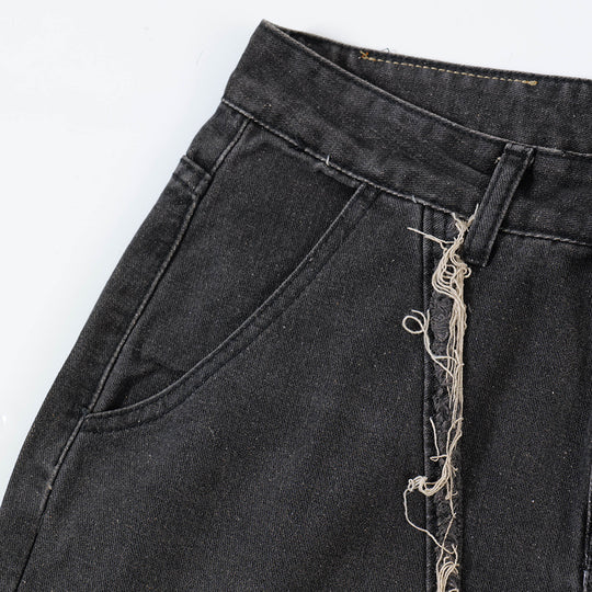 Ripped Wide-legged Denim Trousers For Men