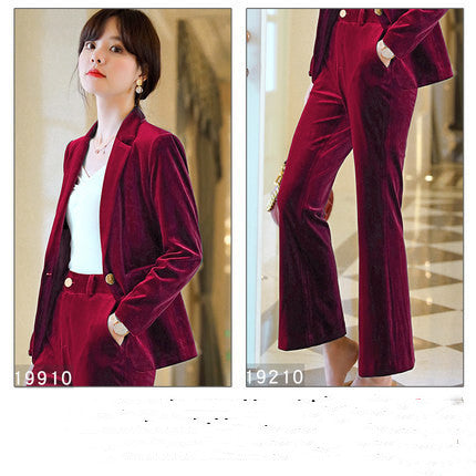 Fashion British Style Suit Jacket Trousers Two-piece Women