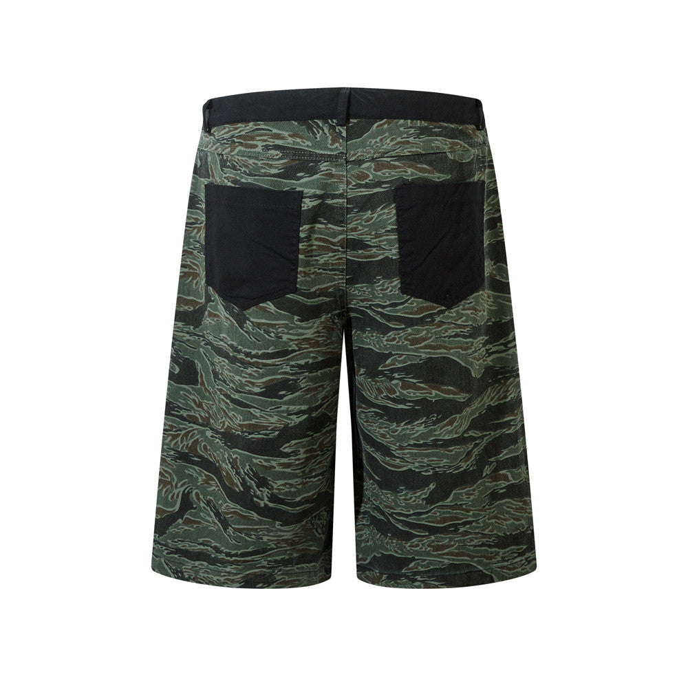 Camouflage Tiger Pattern Loose Shorts Men