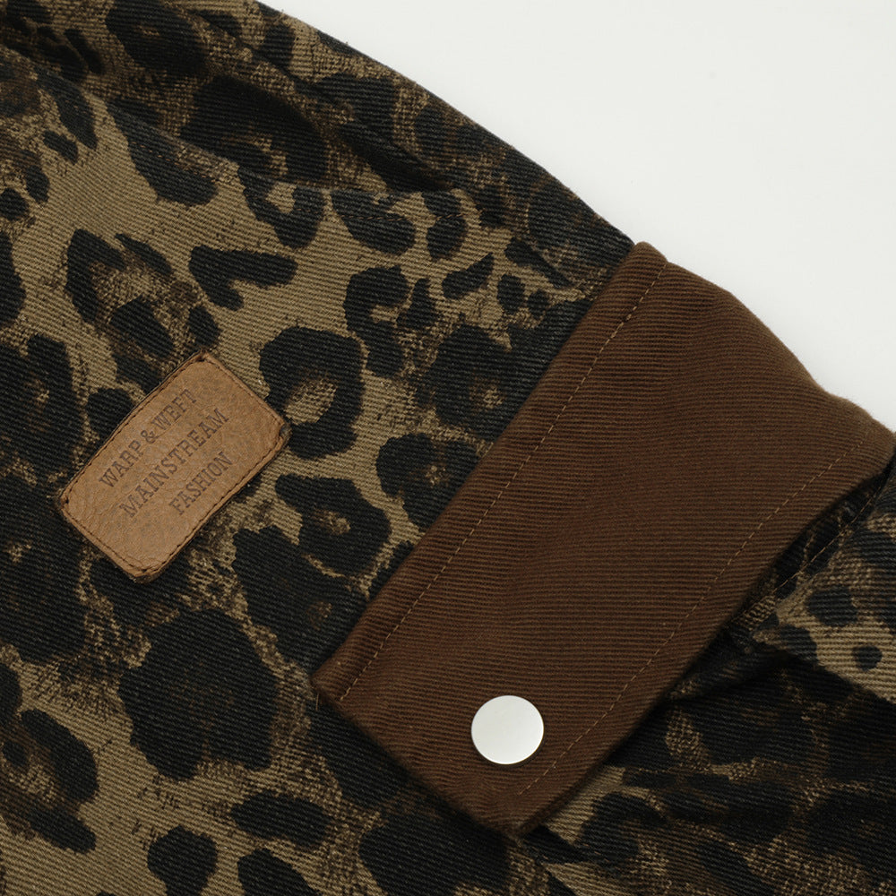 Fashion Leopard Print Cargo Shorts Men
