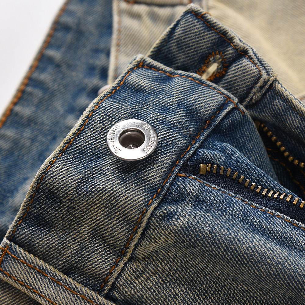 Distressed Straight-leg Denim Trousers For Men