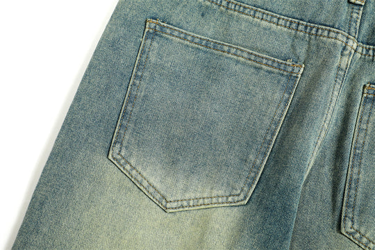 Distressed Raw Edge Denim Trousers For Men