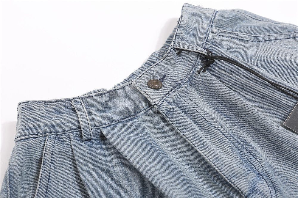 Fashion Tie-dye Denim Loose Shorts Men