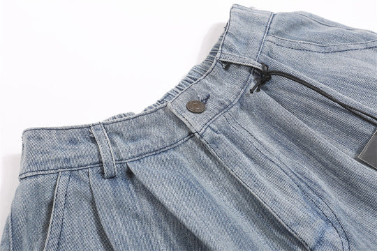 Fashion Tie-dye Denim Loose Shorts Men