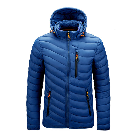 Men's cotton jacket with hooded removable cap cotton jacket autumn and winter men's cotton jacket