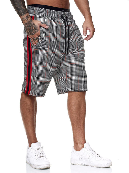 Check Striped Fashion Slim Shorts Beach Pants Men