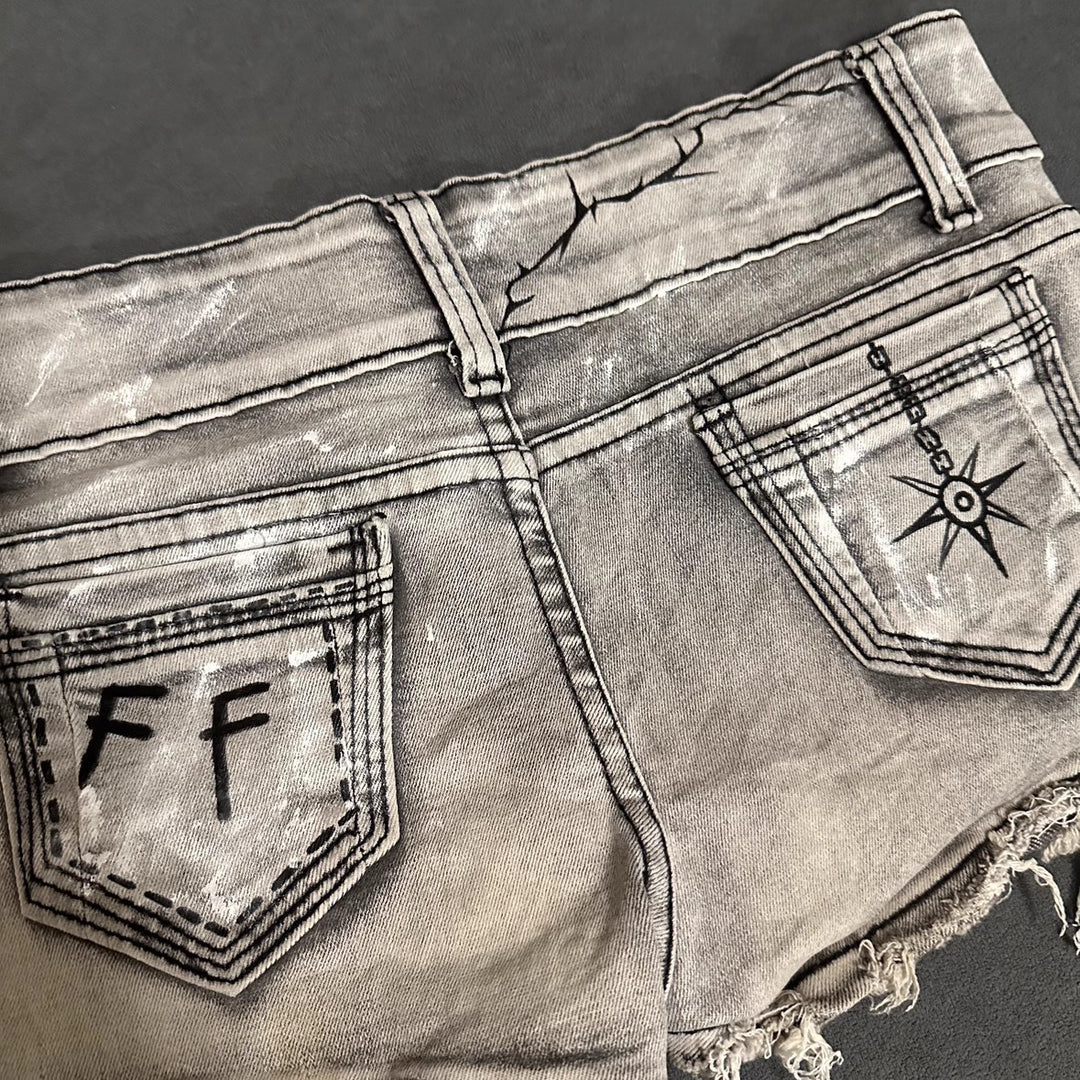 American Hot Girl Retro Low Waist Denim Shorts Women