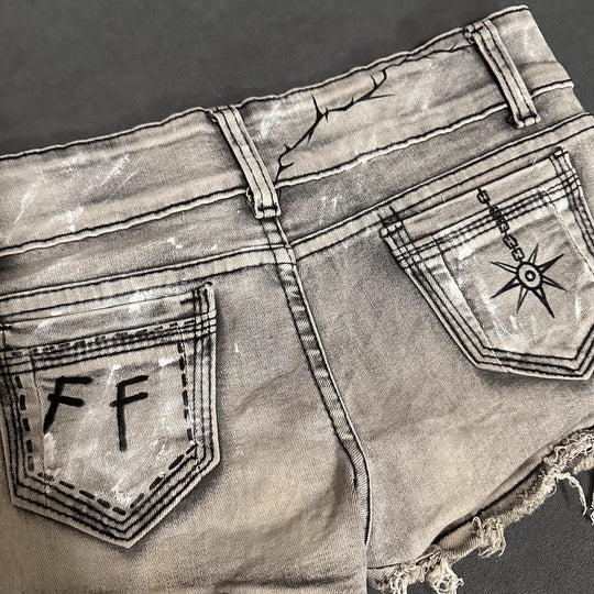 American Hot Girl Retro Low Waist Denim Shorts Women