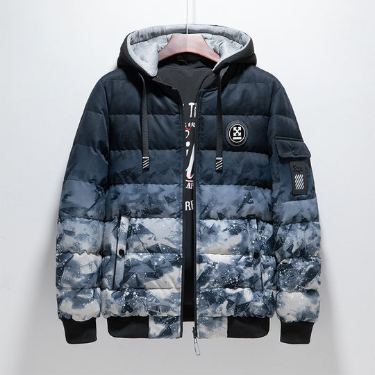 Men's Down Padded Jacket Autumn And Winter Hooded Thick Padded Jacket
