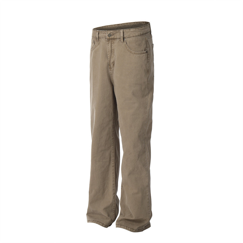 Washed Denim Straight-leg Trousers Men