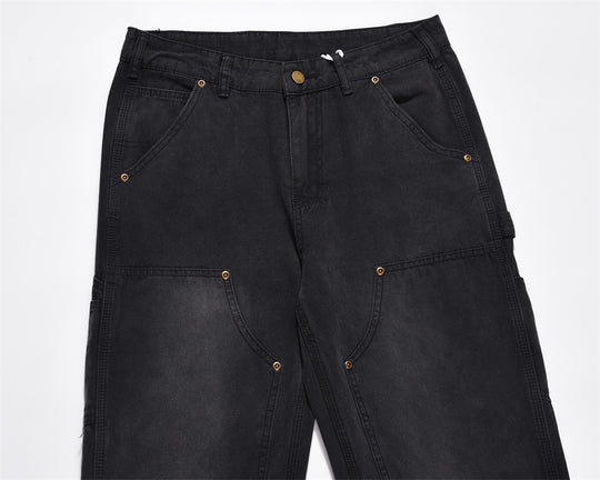 Washing Water Denim Straight-leg Trousers Men
