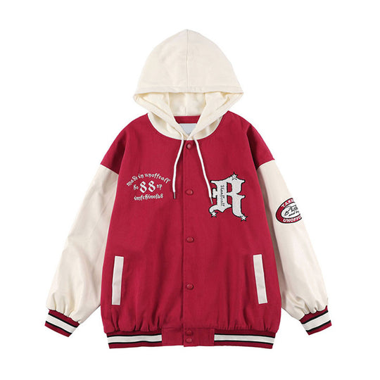 American Retro Baseball Uniform Women Loose Design Couple Jacket