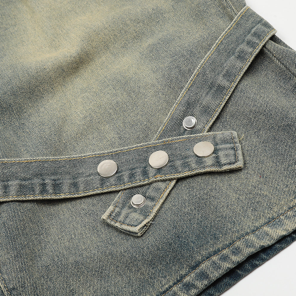 Fashion Tie Personality Denim Shorts Men