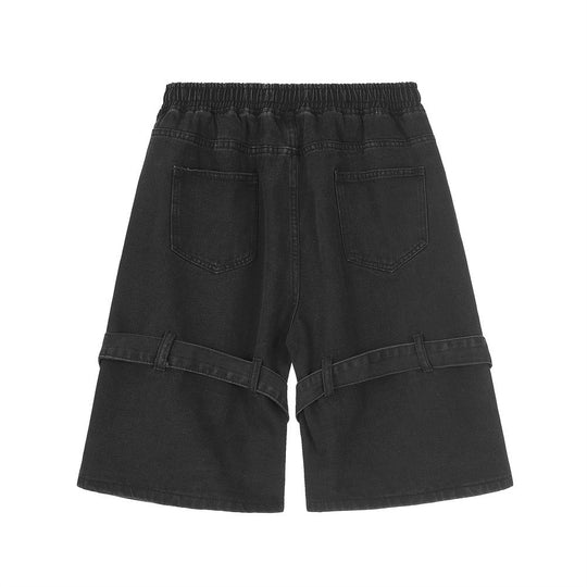 Fashion Tie Personality Denim Shorts Men
