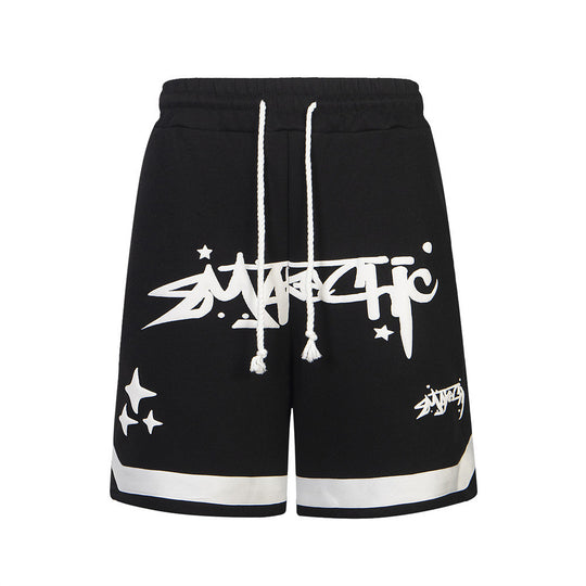 Letter Puff Print Loose Shorts For Men And Women