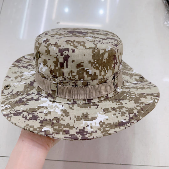 Boonie Hat Beige Broad-brimmed Hat Checked Cloth Men Women Mountaineering Outdoor Double-sided