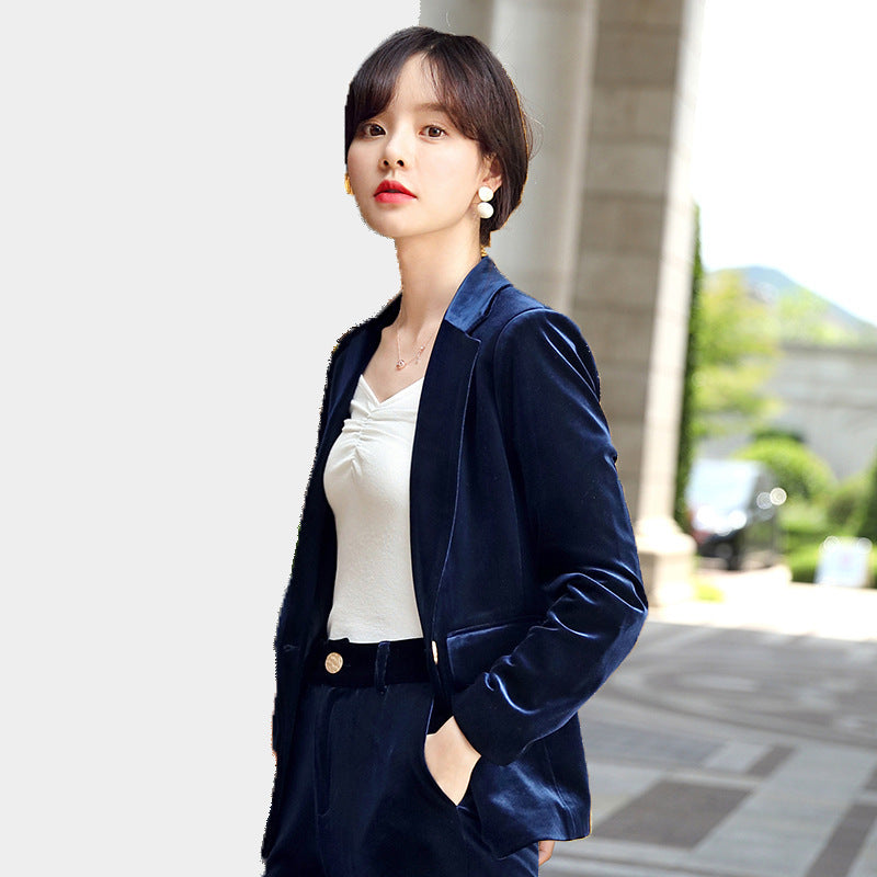 Fashion British Style Suit Jacket Trousers Two-piece Women