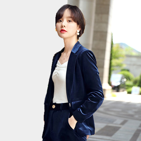 Fashion British Style Suit Jacket Trousers Two-piece Women
