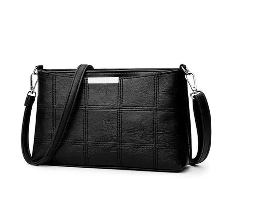 Clutched splicing soft leather crossbody bag