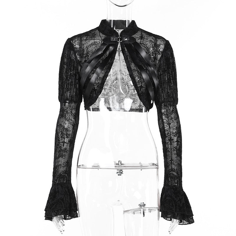 Elegant Lace Dark Skull Frame Jacket Women