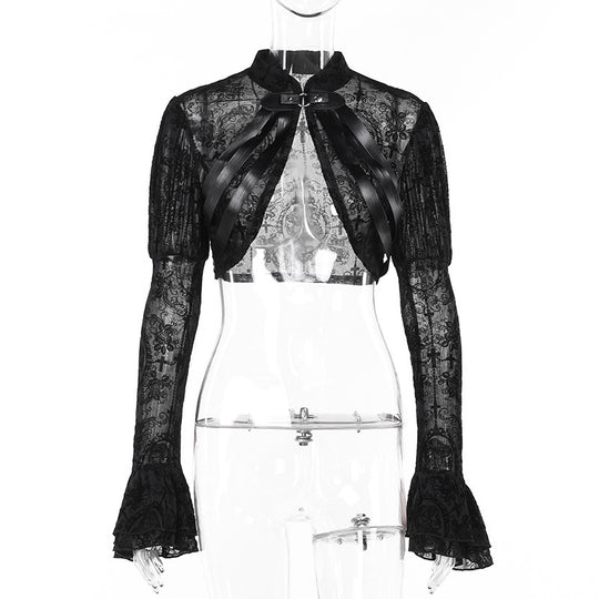 Elegant Lace Dark Skull Frame Jacket Women