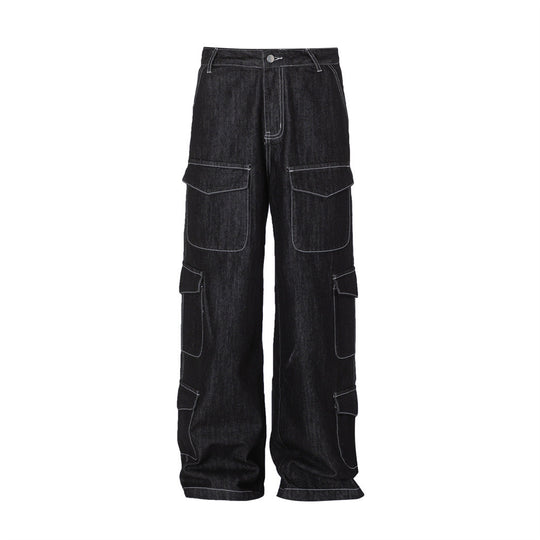 Stylish Multi-pocket Denim Trousers For Men
