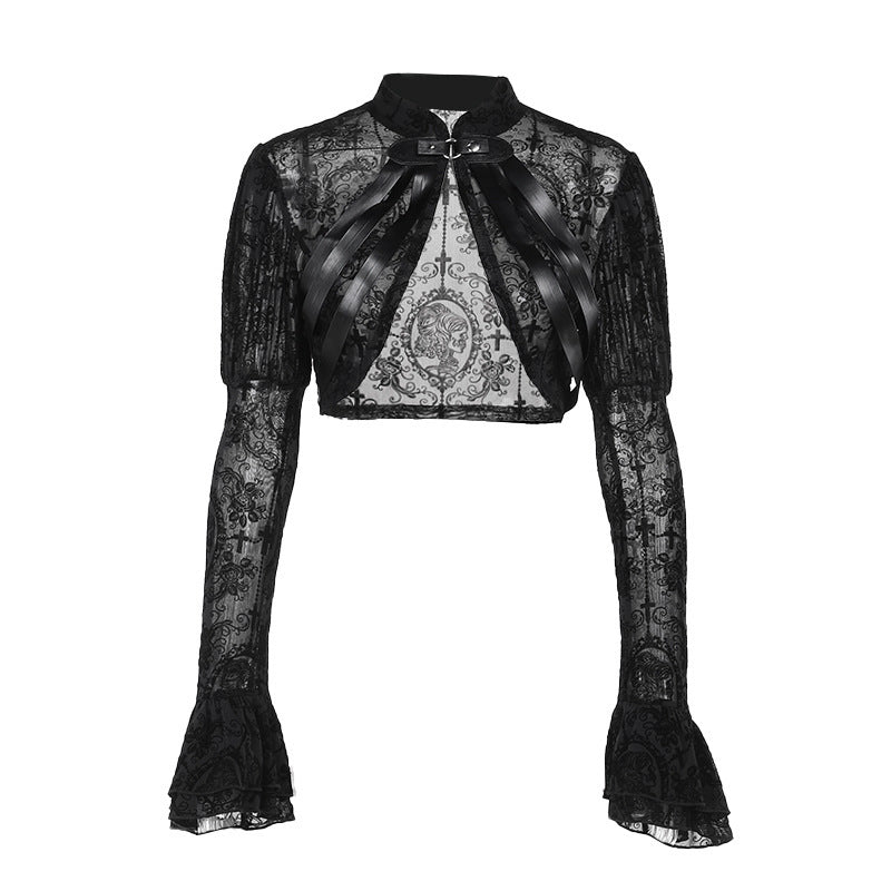 Elegant Lace Dark Skull Frame Jacket Women
