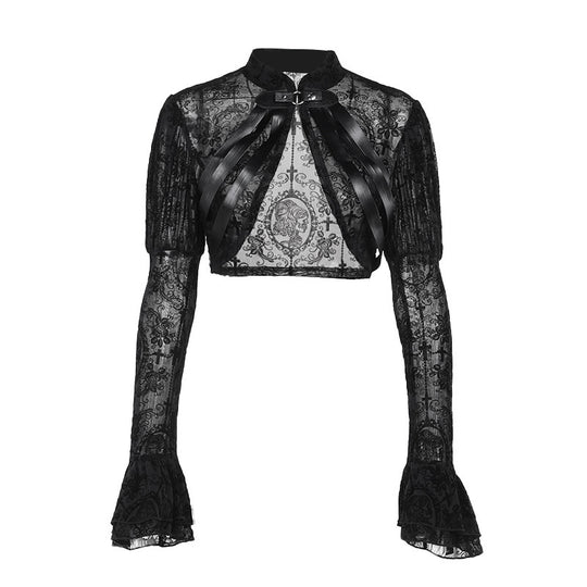 Elegant Lace Dark Skull Frame Jacket Women