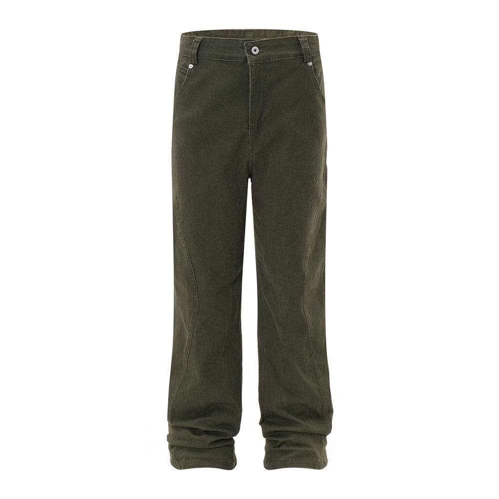 Fashion Solid Color Denim Trousers Men