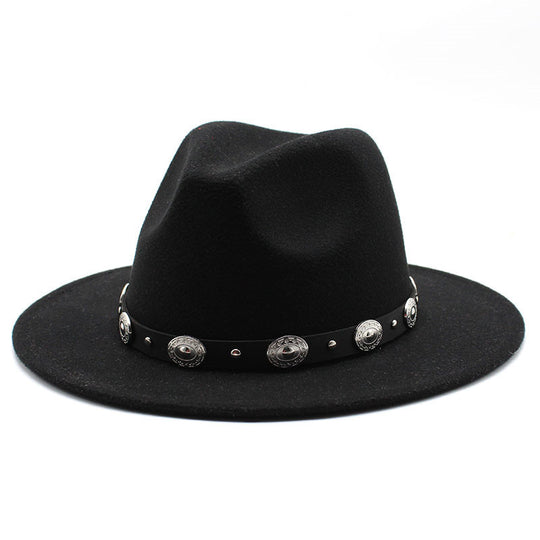 Retro Top Hat With Metal Belt Men And Women Jazz Hat