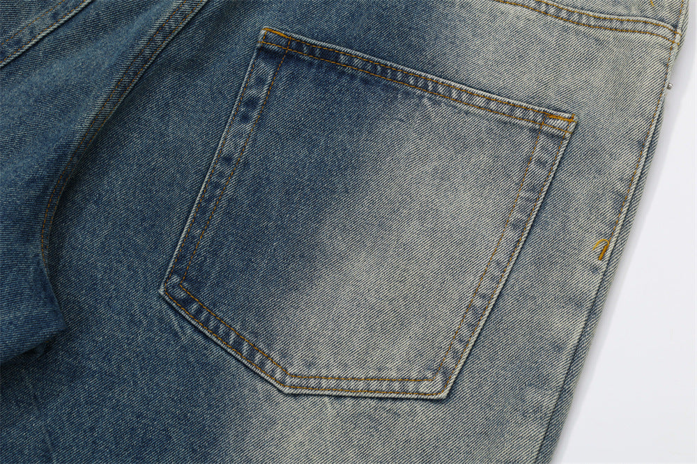 Fashion Inkjet Gradient Denim Shorts Men