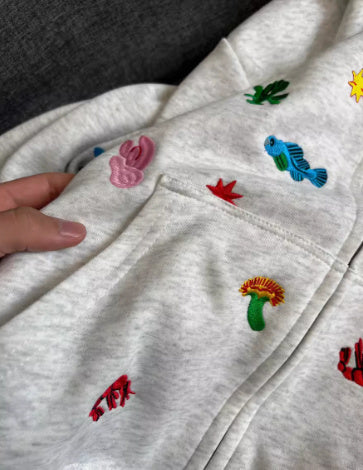 American Retro Multi Element Embroidered Hooded Jacket For Women