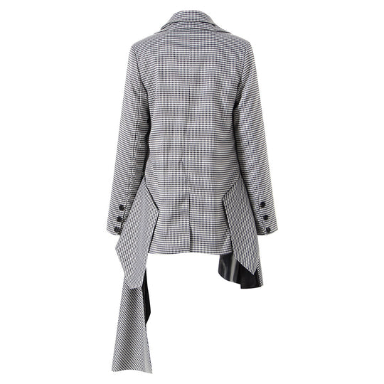 Small Plaid Bow Asymmetrical Loose Suit Jacket For Women