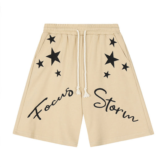 High Street Design Five-pointed Star Embroidered Shorts Men
