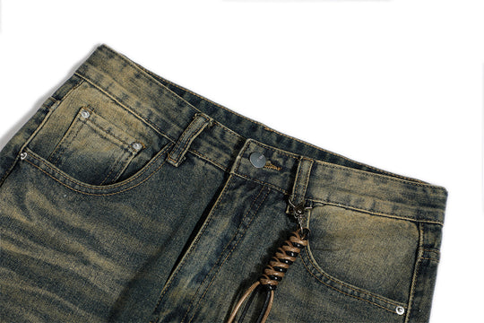 Washed White Denim Bootcut Trousers Men