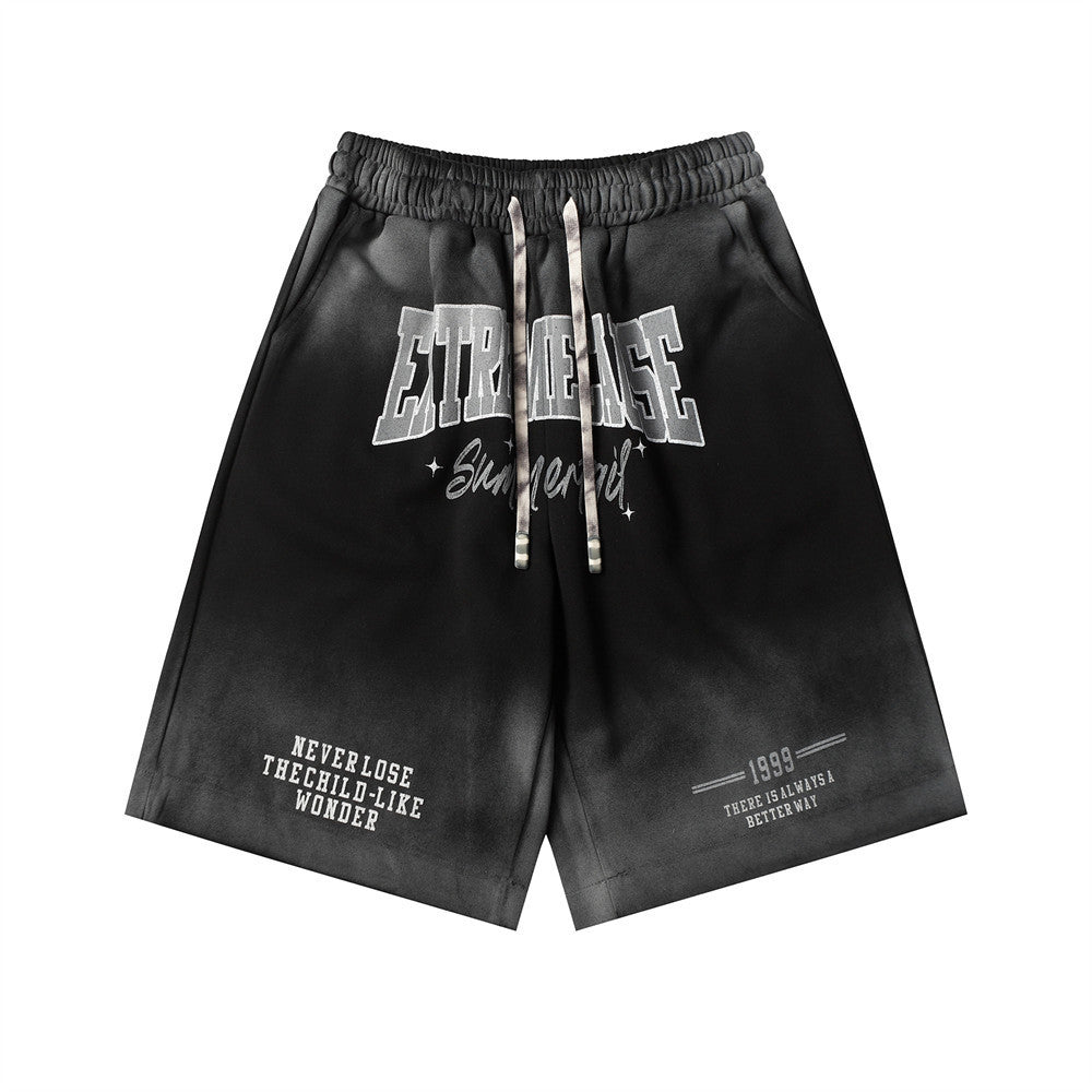 Fashion Gradient Tie-dye Loose Shorts Men
