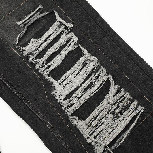 Fashion Punk Patch Denim Trousers Men