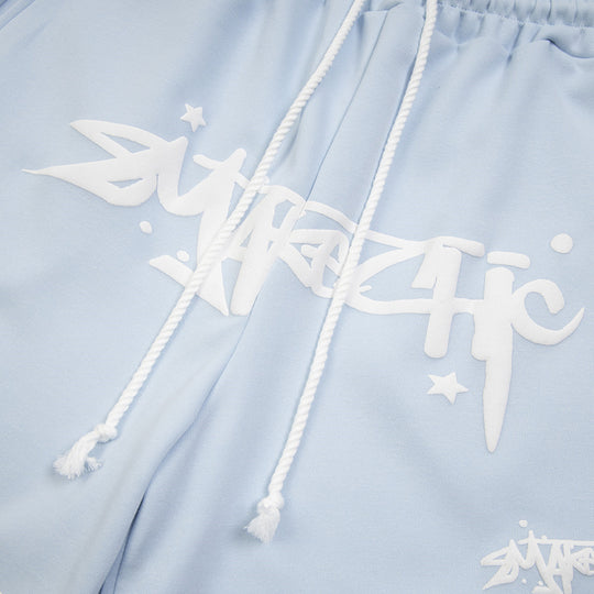 Letter Puff Print Loose Shorts For Men And Women