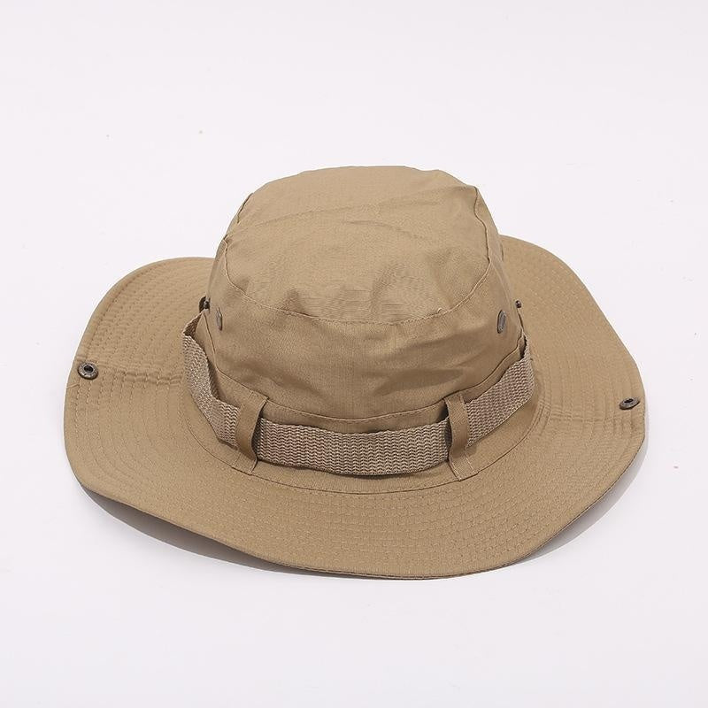 Boonie Hat Beige Broad-brimmed Hat Checked Cloth Men Women Mountaineering Outdoor Double-sided