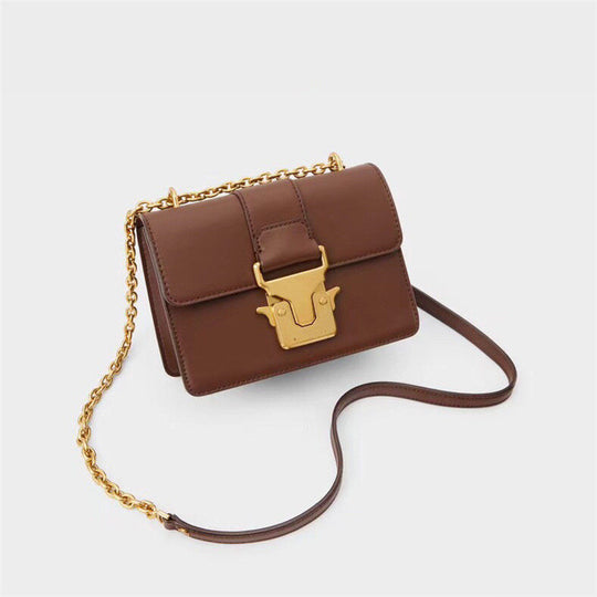 Bull Head Lock Buckle Fashion Clamshell Metal Chain Shoulder Messenger Female Bag