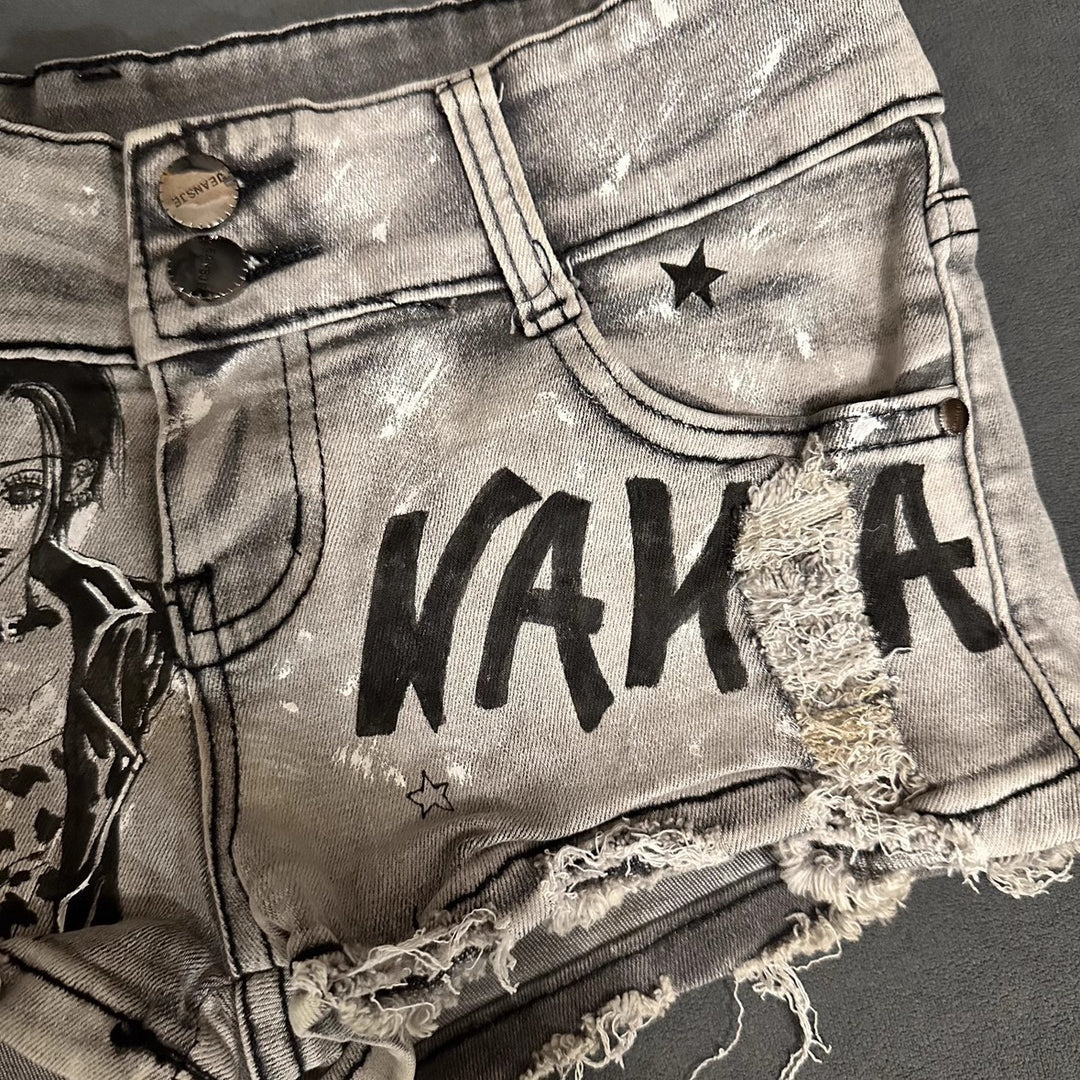 American Hot Girl Retro Low Waist Denim Shorts Women