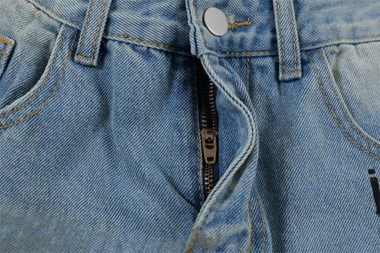 Fashion Graffiti Ripped Denim Trousers Men