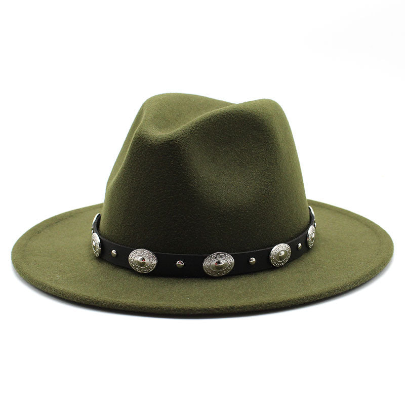 Retro Top Hat With Metal Belt Men And Women Jazz Hat