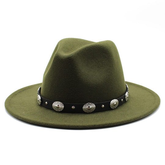 Retro Top Hat With Metal Belt Men And Women Jazz Hat