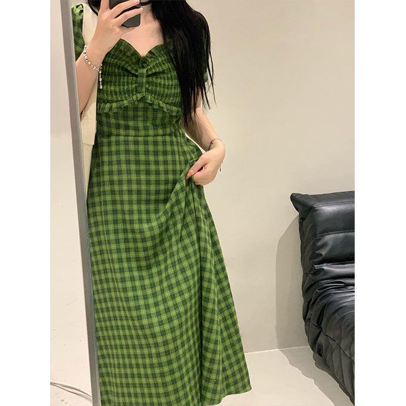 Green Plaid Dress For Women In Summer